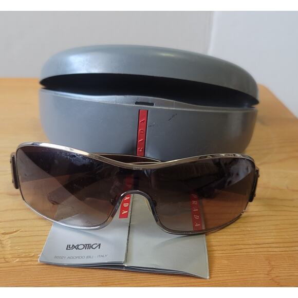 Mint Condition authentic PRADA oversized wrap SUNGLASSES with original case - Picture 1 of 5